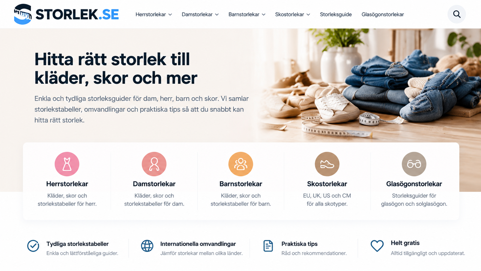 Storlek.se – storleksguider för kläder och skor