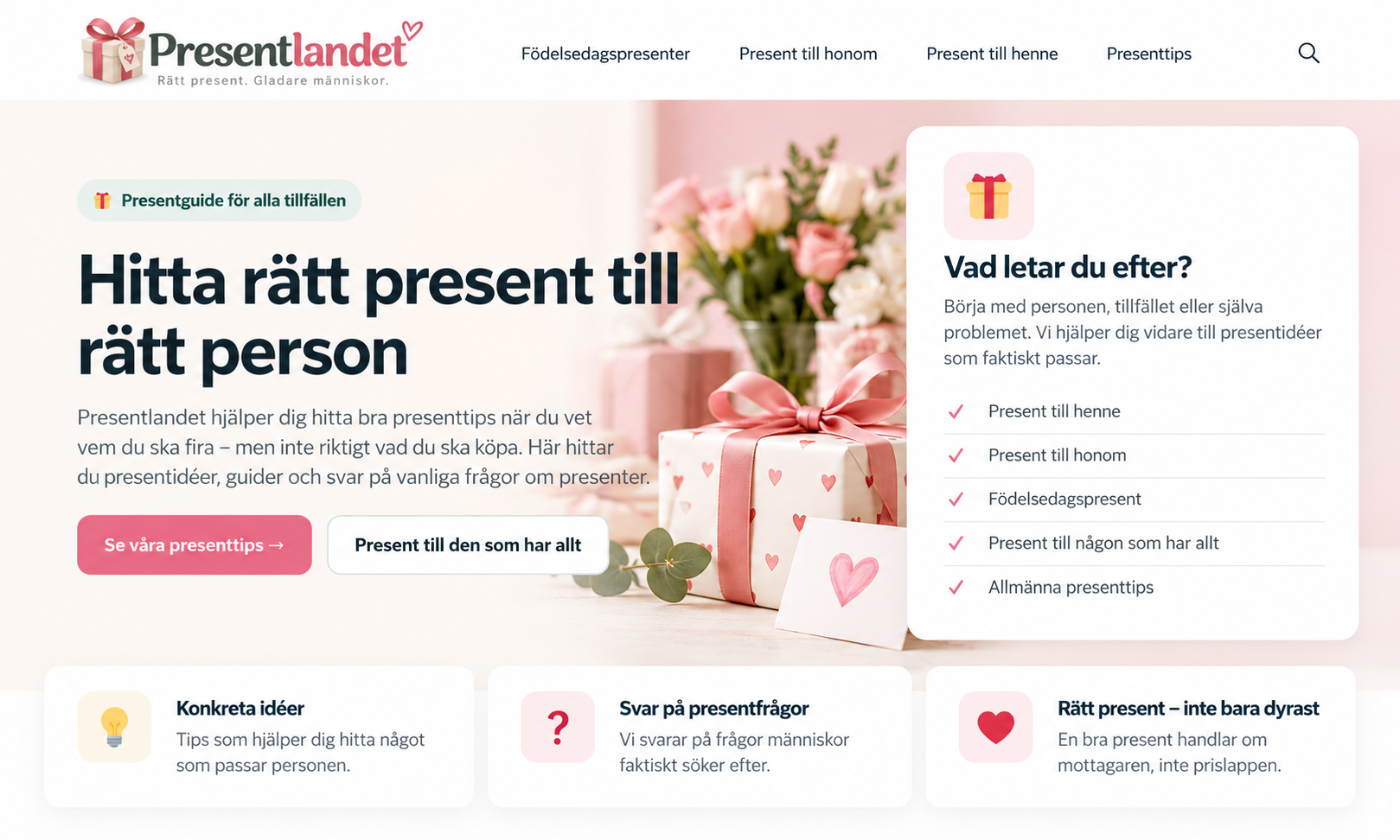 Presentlandet.se – presentguider och presenttips